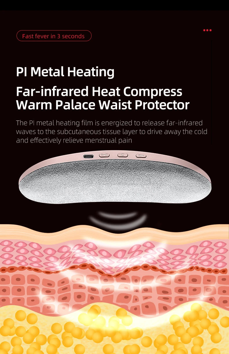 Almofada de aquecimento menstrual portátil, Warm Palace Cinto, Massageador de cólica Período, Dismenorréia, Cinto alivia a dor